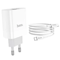 Мережевий зарядний пристрій HOCO C80A Rapido PD20W+QC3.0 charger set (Type-C TO Type-C)(EU) White (Цвет 7068) - фото № 4