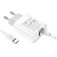 Мережевий зарядний пристрій HOCO C80A Rapido PD20W+QC3.0 charger set (Type-C TO Type-C)(EU) White (Цвет 7068) - фото № 7