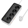 Мережевий подовжувач HOCO AC22 Sunlight 4-bit(PD30W/1C3A) desktop socket(EU/GER) Black (Черный)- № 5