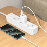 Мережевий зарядний пристрій BOROFONE BN29 Fuente PD30W+QC3.0 charger set (C to C) (EU) White (Колір Білий) - фото № 8