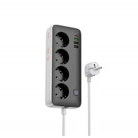 Мережевий подовжувач HOCO AC22 Sunlight 4-bit(PD30W/1C3A) desktop socket(EU/GER) Black (Колір Черный), Атикул k54386 |  купить на VILKI.NET - фото № 1