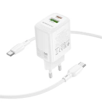 Мережевий зарядний пристрій BOROFONE BN29 Fuente PD30W+QC3.0 charger set (C to C) (EU) White (Колір Білий) - фото № 6
