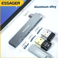 USB-хаб ESSAGER (opp bag) Fengyang  3 in 1 Splitter Silver (Колір Silver) - фото № 5