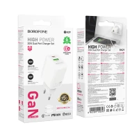 Мережевий зарядний пристрій BOROFONE BN29 Fuente PD30W+QC3.0 charger set (C to C) (EU) White (Колір Білий) - фото № 2