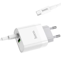 Мережевий зарядний пристрій HOCO C80A Rapido PD20W+QC3.0 charger set (Type-C TO Type-C)(EU) White (Цвет 7068) - фото № 6