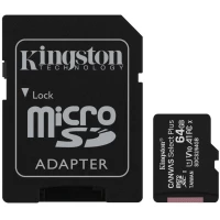 Карта пам'яті microSDXC (UHS-1) Kingston Canvas Select Plus 64Gb class 10 А1 (R-100MB/s) (adapter SD)