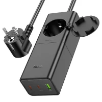 Мережевий зарядний пристрій HOCO NS4 Sharp PD65W(2C1A) desktop socket(EU/GER) Black (Цвет Черный) - фото № 2