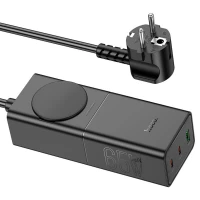 Мережевий зарядний пристрій HOCO NS4 Sharp PD65W(2C1A) desktop socket(EU/GER) Black (Цвет Черный) - фото № 3