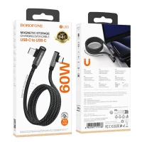 Кабель BOROFONE BU50 elbow magnetic 60W charging data cable Type-C to Type-C 1m Black (Цвет Черный) - фото № 6