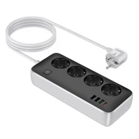 Мережевий подовжувач HOCO AC22 Sunlight 4-bit(PD30W/1C3A) desktop socket(EU/GER) Black (Колір Черный) - фото № 4