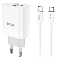 Мережевий зарядний пристрій HOCO C80A Rapido PD20W+QC3.0 charger set (Type-C TO Type-C)(EU) White (Цвет 7068), Атикул k57097 |  купить на VILKI.NET - фото № 1