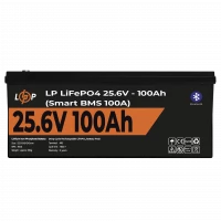 Акумулятор LP LiFePO4 24V (25,6V) - 100 Ah (2560Wh) (Smart BMS 100А) з BT пластик  - фото № 2