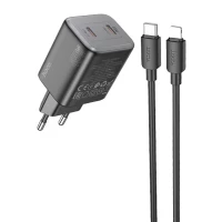 МЗП Hoco N42 Elogiado 2C PD45W + Type to Lightning (Колір Black), Атикул 69115 |  купить на VILKI.NET - фото № 1